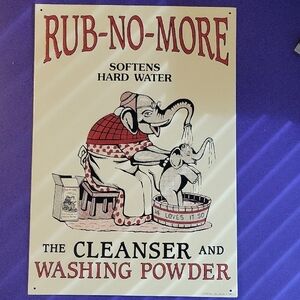 Rub-No-More Vintage Tin  Art Poster - Red and Black ELEPHANTS